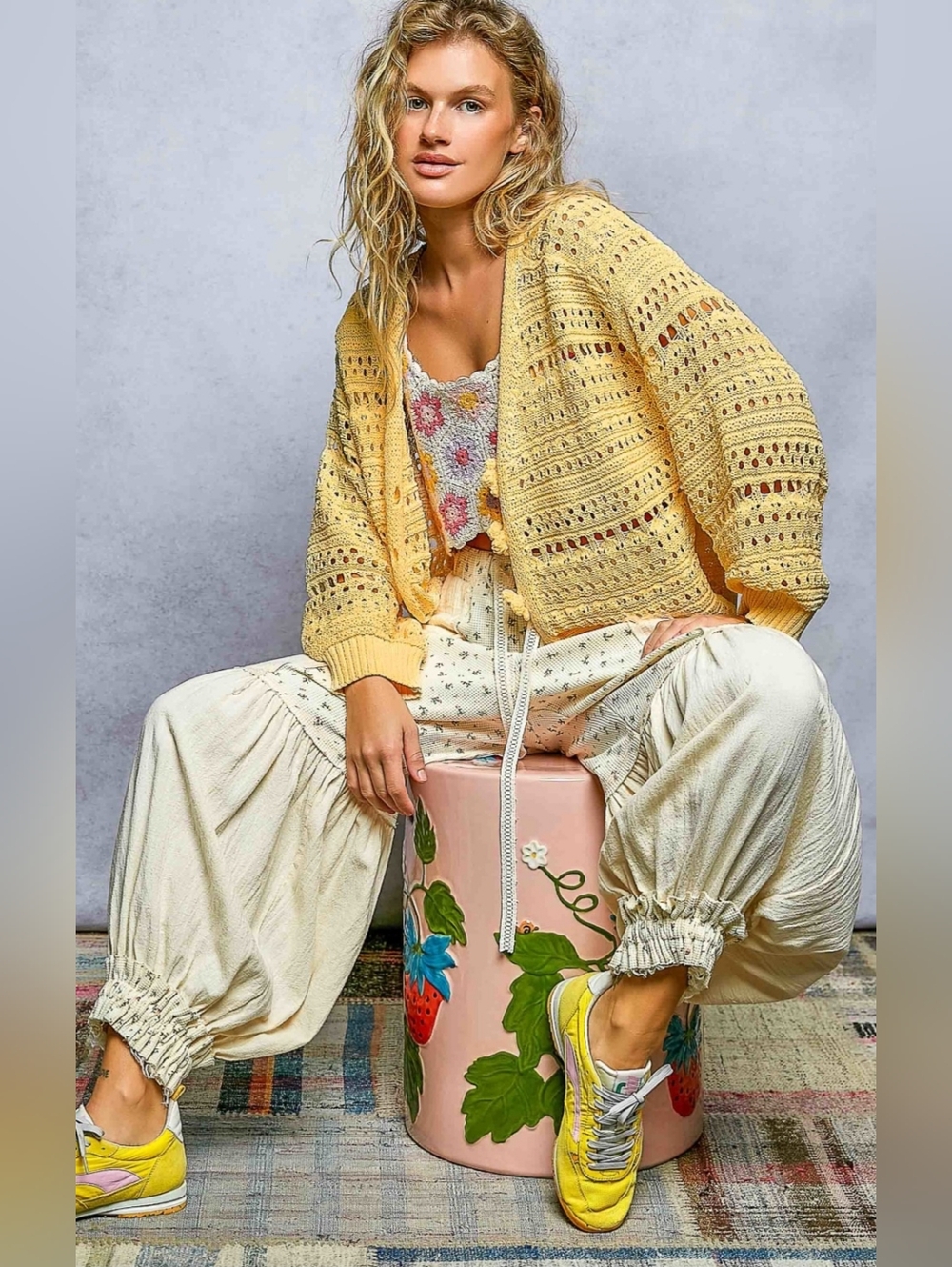 #1520 POL Golden Sun Crochet Cardigan - Picture 6 of 8